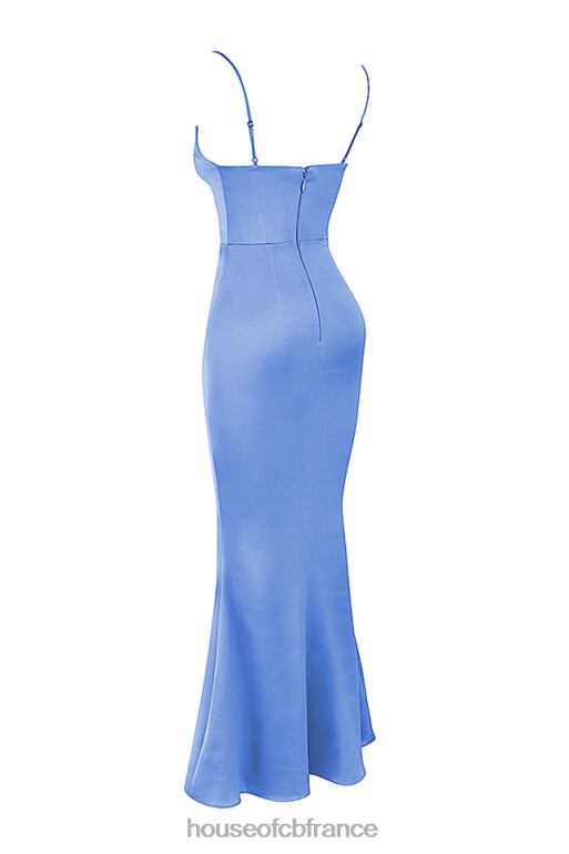 House of CB robe longue corset en satin olivette pervenche N888H397 vêtements