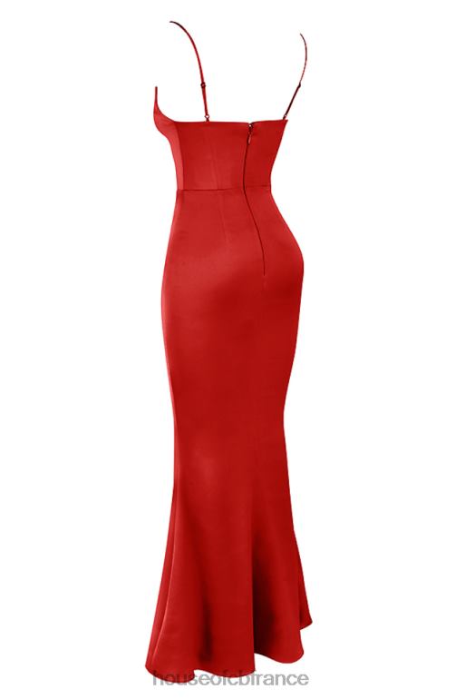 House of CB robe longue corset en satin rose rouge olivette N888H291 vêtements