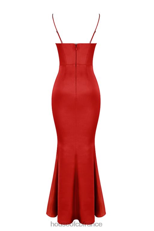 House of CB robe longue corset en satin rose rouge olivette N888H291 vêtements