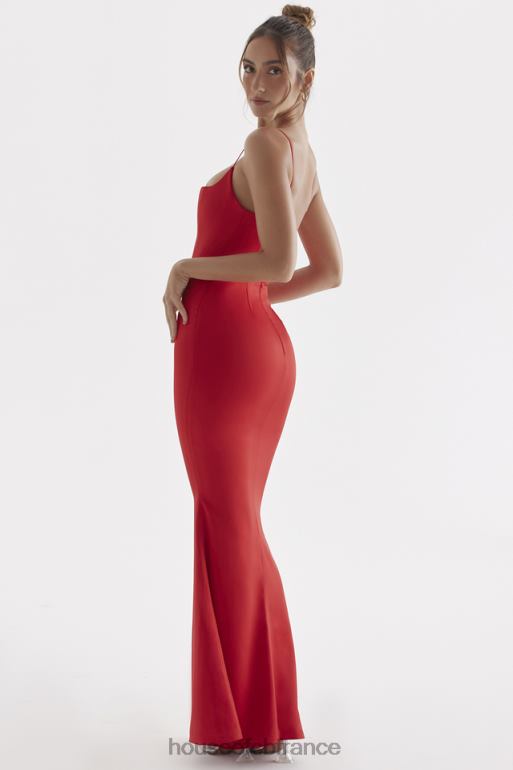 House of CB robe longue corset en satin rose rouge olivette N888H291 vêtements