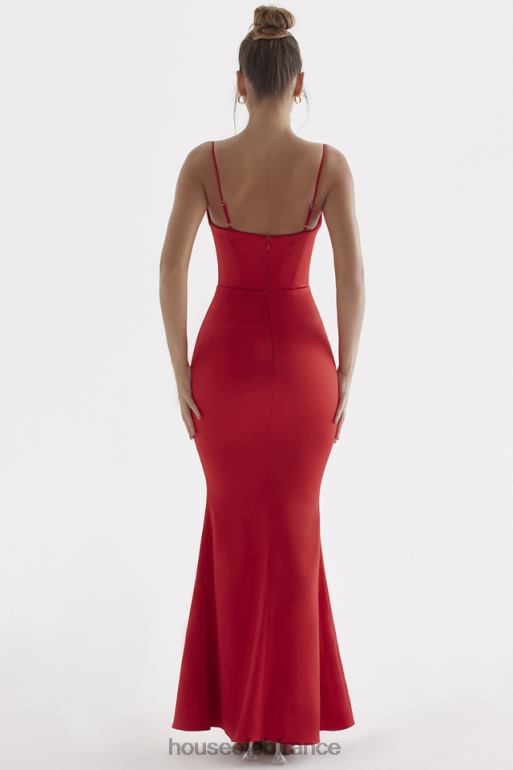 House of CB robe longue corset en satin rose rouge olivette N888H291 vêtements