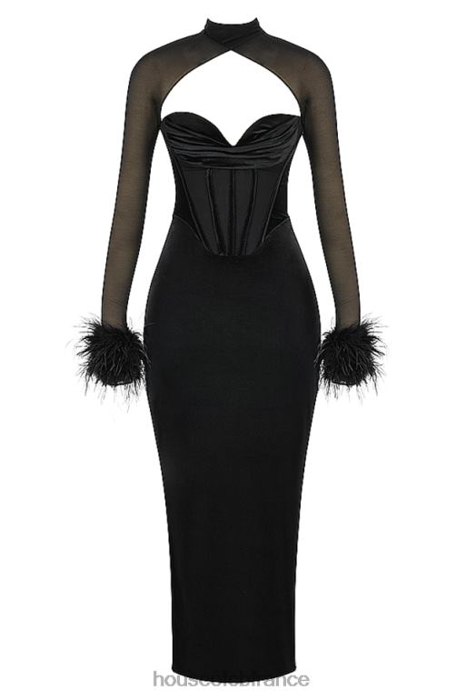 House of CB robe longue corset en velours noir thalia N888H355 vêtements