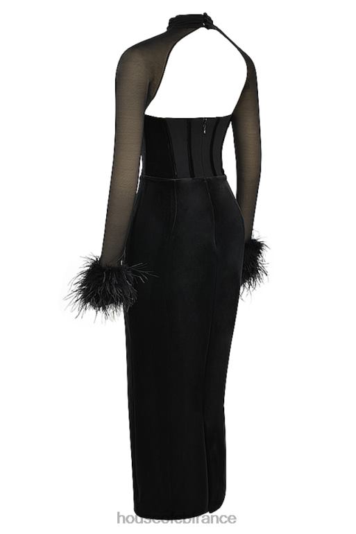 House of CB robe longue corset en velours noir thalia N888H355 vêtements