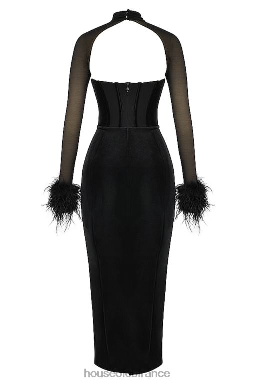 House of CB robe longue corset en velours noir thalia N888H355 vêtements