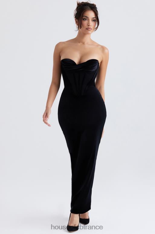 House of CB robe longue corset en velours noir thalia N888H355 vêtements