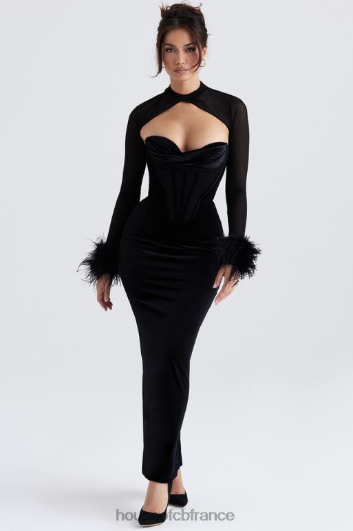House of CB robe longue corset en velours noir thalia N888H355 vêtements