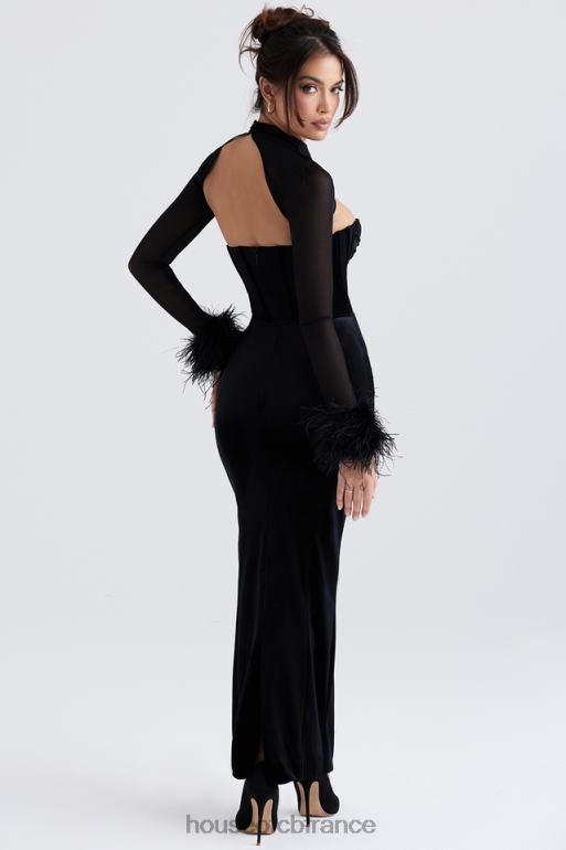 House of CB robe longue corset en velours noir thalia N888H355 vêtements