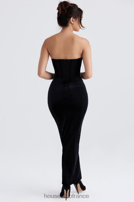 House of CB robe longue corset en velours noir thalia N888H355 vêtements