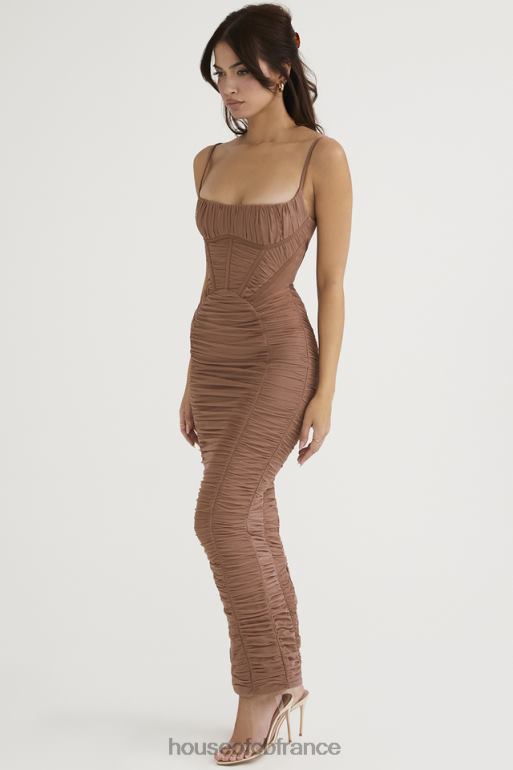 House of CB robe longue corset lilian moka N888H470 vêtements