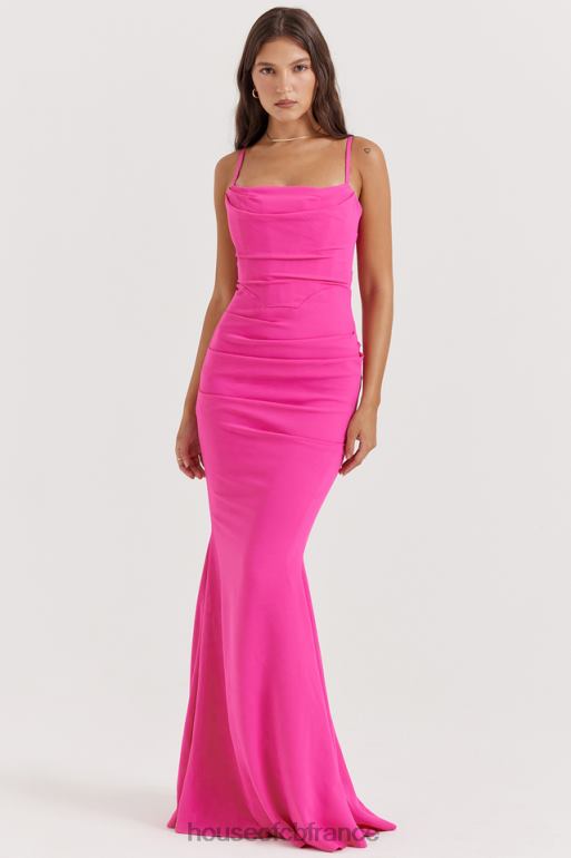 House of CB robe longue corset rose vif milena N888H181 vêtements