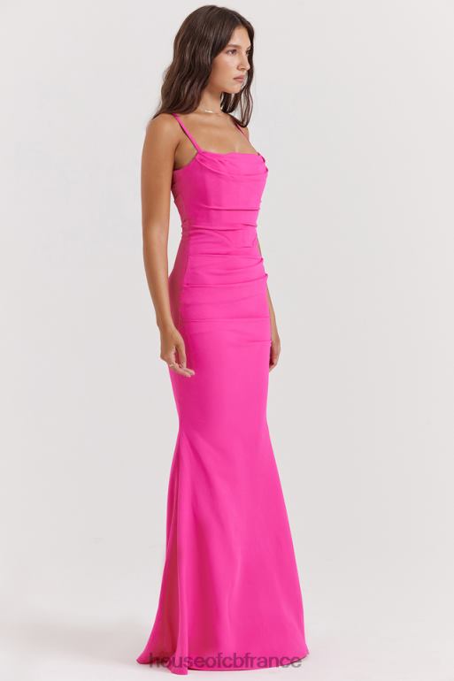 House of CB robe longue corset rose vif milena N888H181 vêtements