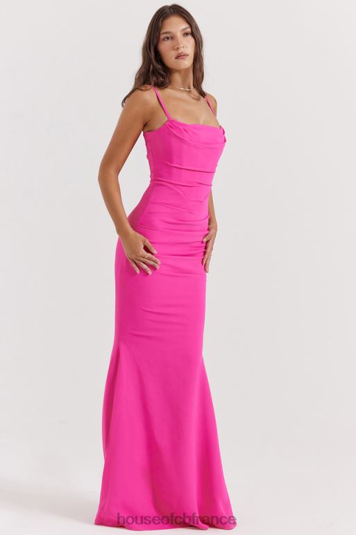 House of CB robe longue corset rose vif milena N888H181 vêtements