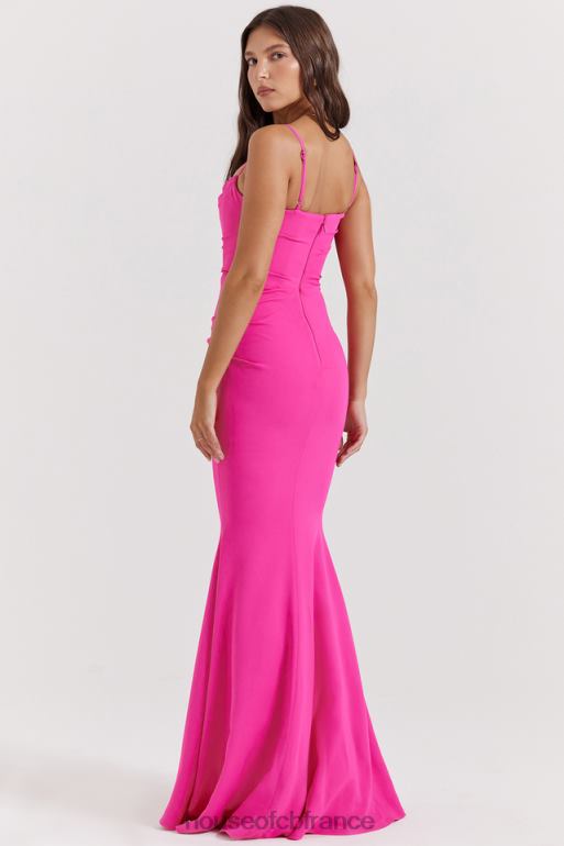 House of CB robe longue corset rose vif milena N888H181 vêtements