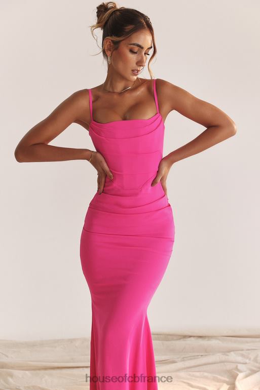 House of CB robe longue corset rose vif milena N888H181 vêtements