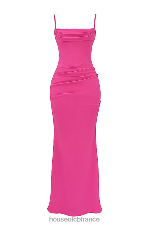 House of CB robe longue corset rose vif milena N888H181 vêtements
