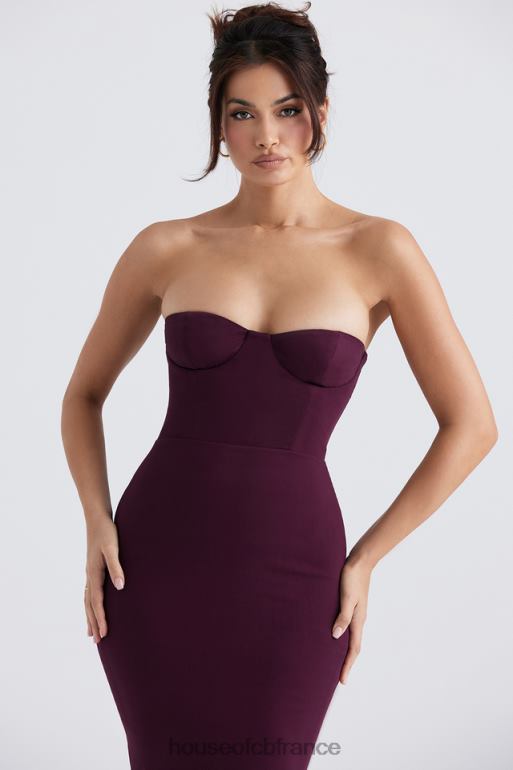 House of CB robe longue corset sans bretelles Lucia Grape N888H342 vêtements