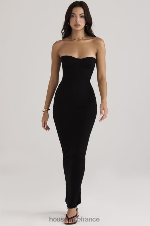 House of CB robe longue corset sans bretelles noire Lucia N888H445 vêtements