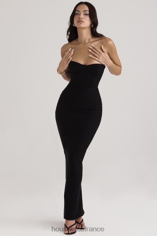 House of CB robe longue corset sans bretelles noire Lucia N888H445 vêtements