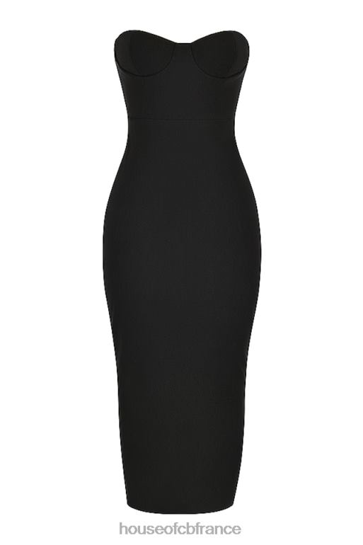 House of CB robe longue corset sans bretelles noire Lucia N888H445 vêtements