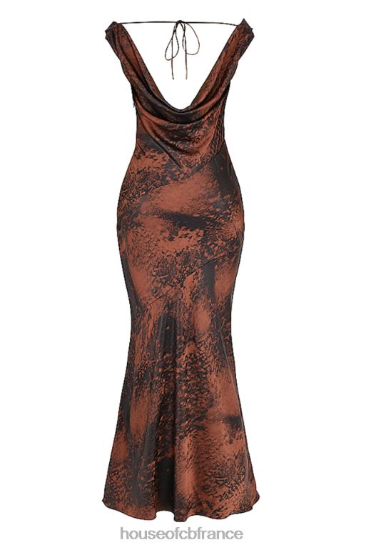 House of CB robe longue coupe en biais alaina cuivre antique N888H373 vêtements