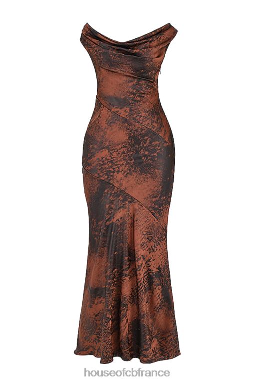 House of CB robe longue coupe en biais alaina cuivre antique N888H373 vêtements