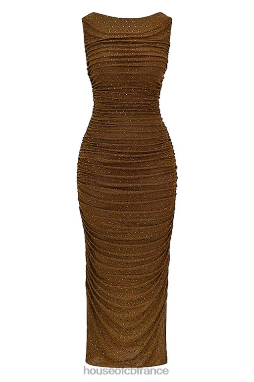 House of CB robe longue cristallisée café laurie N888H334 vêtements
