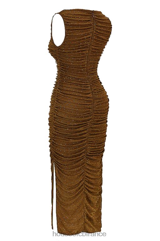 House of CB robe longue cristallisée café laurie N888H334 vêtements