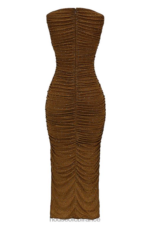 House of CB robe longue cristallisée café laurie N888H334 vêtements