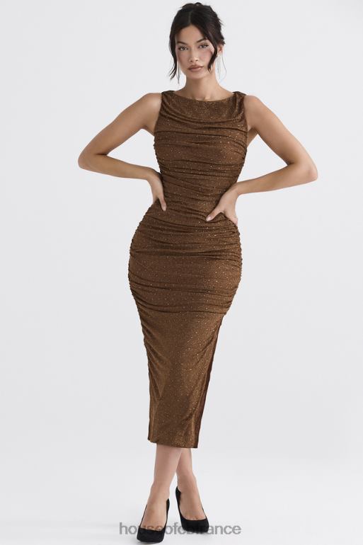 House of CB robe longue cristallisée café laurie N888H334 vêtements