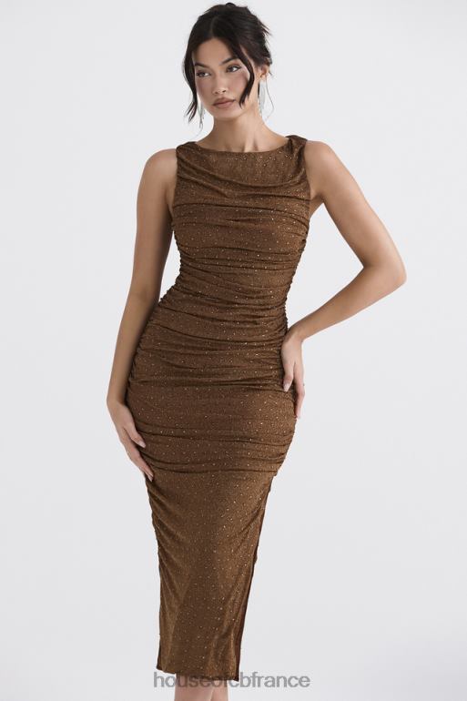 House of CB robe longue cristallisée café laurie N888H334 vêtements