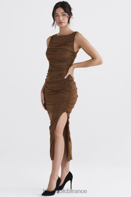 House of CB robe longue cristallisée café laurie N888H334 vêtements