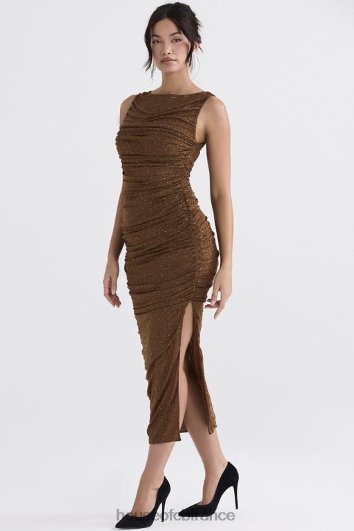 House of CB robe longue cristallisée café laurie N888H334 vêtements