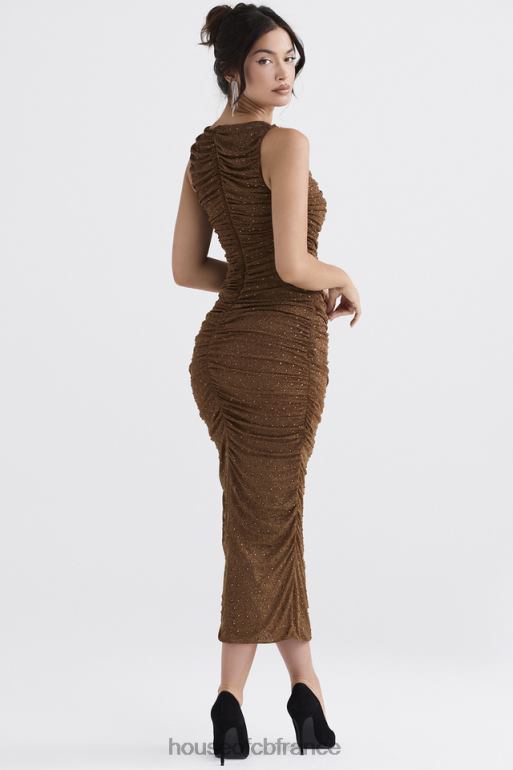 House of CB robe longue cristallisée café laurie N888H334 vêtements
