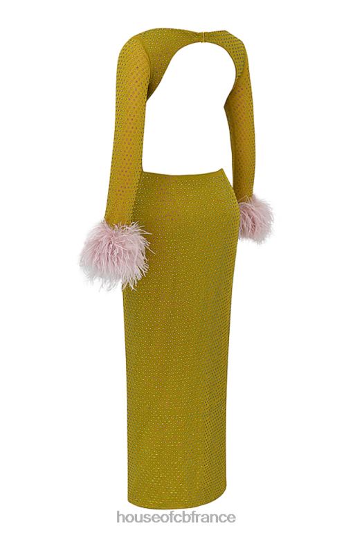 House of CB robe longue cristallisée gina chartreuse N888H332 vêtements
