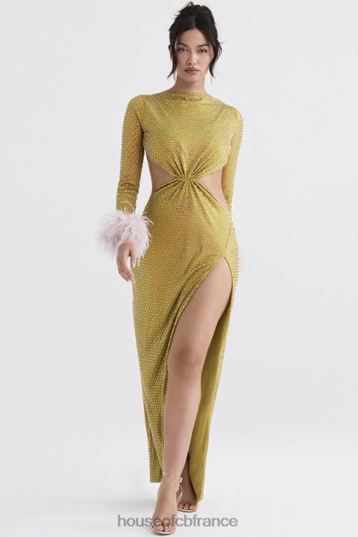 House of CB robe longue cristallisée gina chartreuse N888H332 vêtements