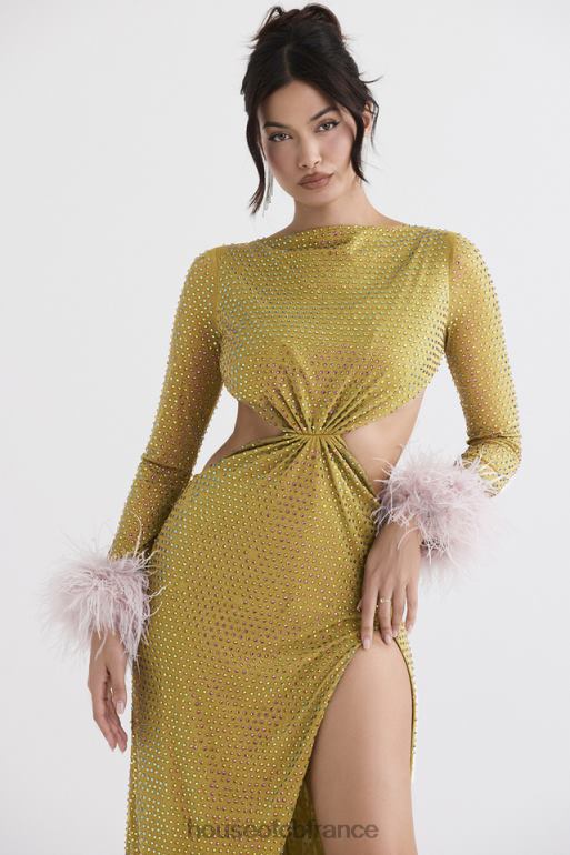 House of CB robe longue cristallisée gina chartreuse N888H332 vêtements