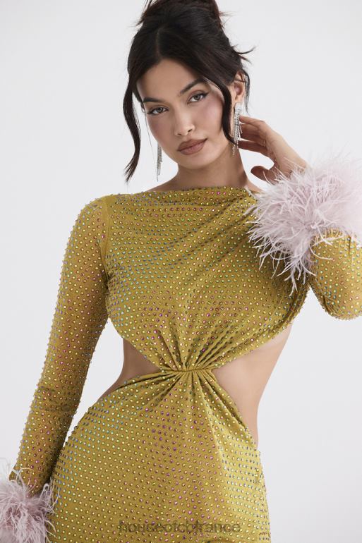 House of CB robe longue cristallisée gina chartreuse N888H332 vêtements