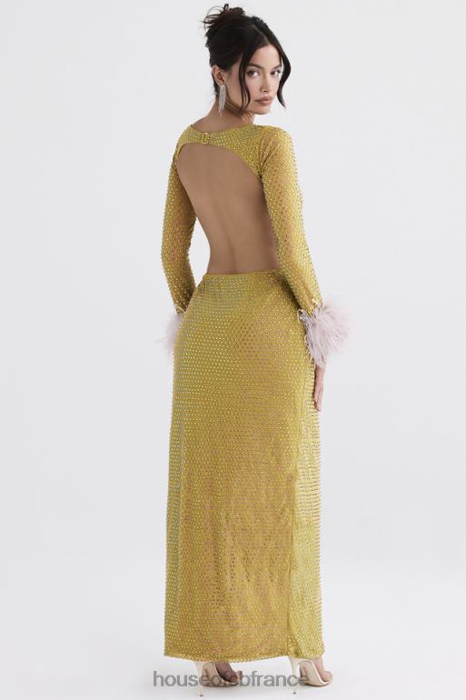 House of CB robe longue cristallisée gina chartreuse N888H332 vêtements
