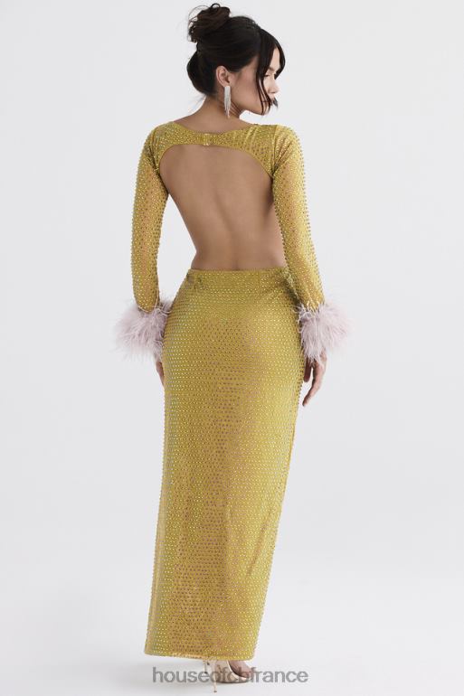 House of CB robe longue cristallisée gina chartreuse N888H332 vêtements