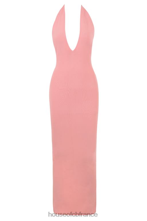 House of CB robe longue à décolleté plongeant camelia abricot N888H227 vêtements