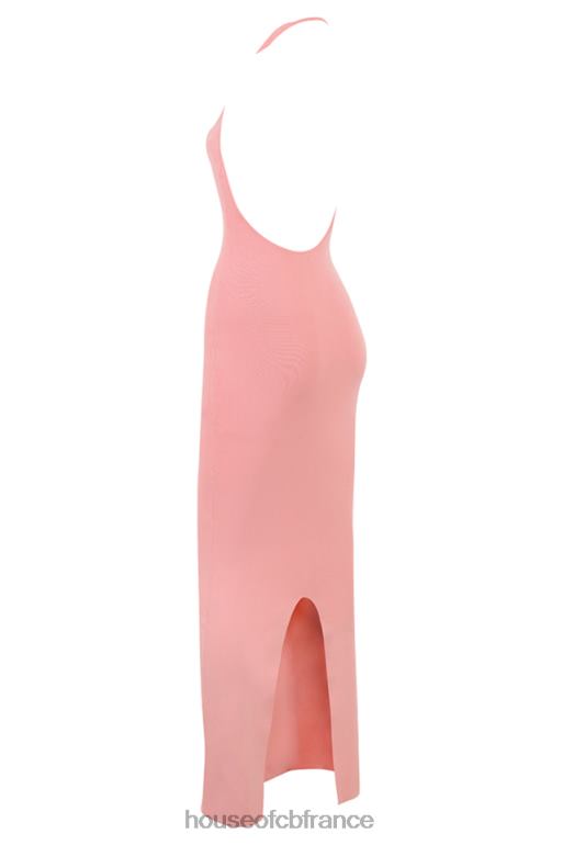 House of CB robe longue à décolleté plongeant camelia abricot N888H227 vêtements