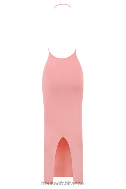 House of CB robe longue à décolleté plongeant camelia abricot N888H227 vêtements