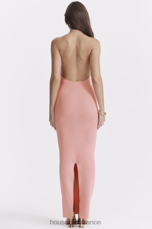 House of CB robe longue à décolleté plongeant camelia abricot N888H227 vêtements