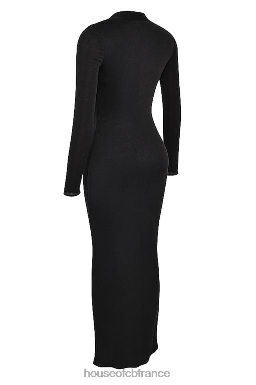 House of CB robe longue drapée noire Saskia N888H274 vêtements