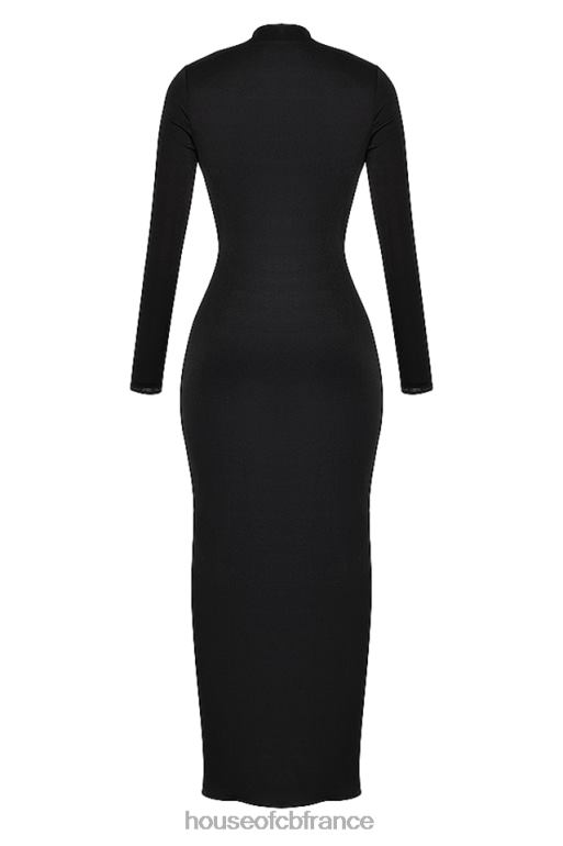 House of CB robe longue drapée noire Saskia N888H274 vêtements