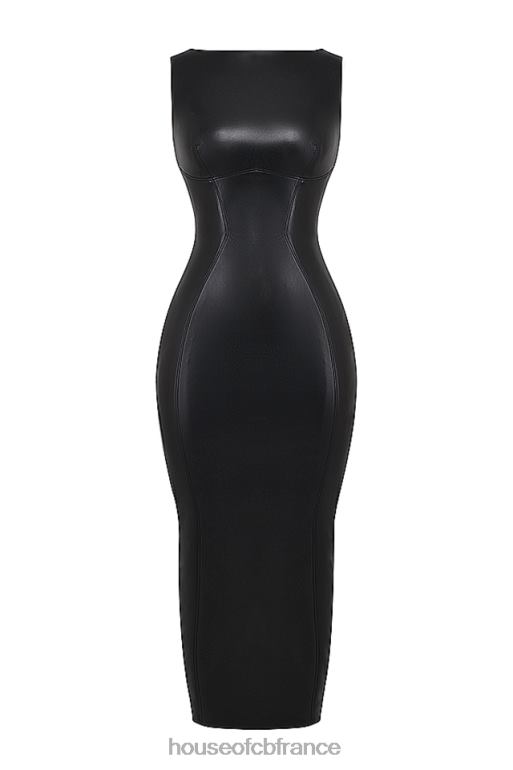 House of CB robe longue en cuir végétalien noir sahara N888H166 vêtements
