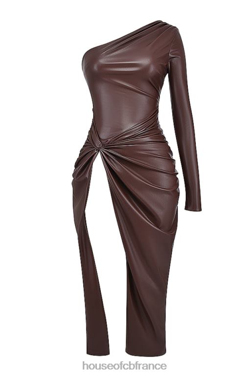 House of CB robe longue en cuir végétalien octavia cacao N888H130 vêtements