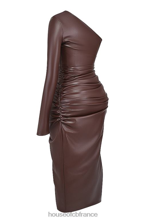 House of CB robe longue en cuir végétalien octavia cacao N888H130 vêtements