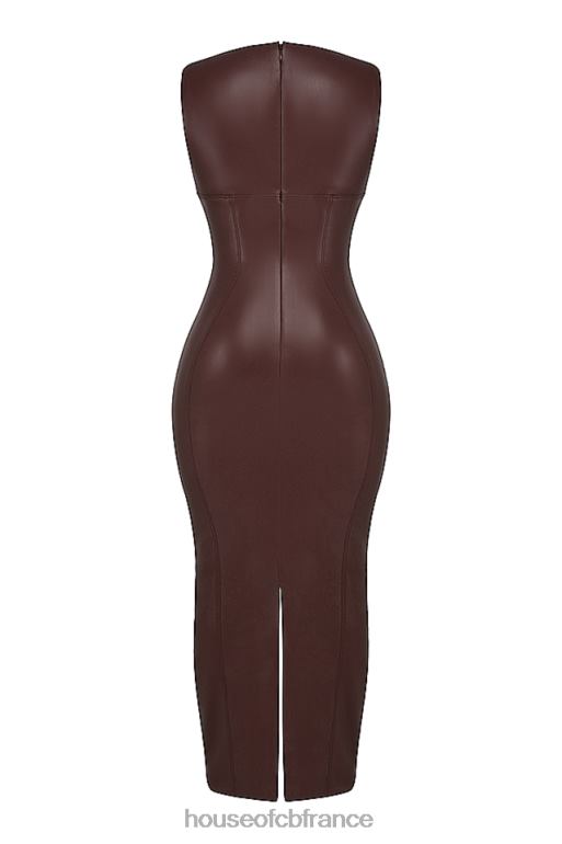 House of CB robe longue en cuir végétalien sahara cacao N888H122 vêtements
