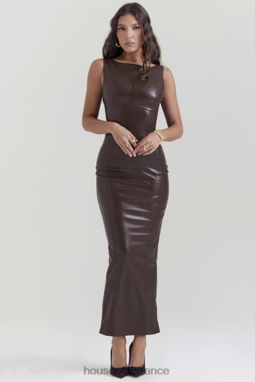House of CB robe longue en cuir végétalien sahara cacao N888H122 vêtements